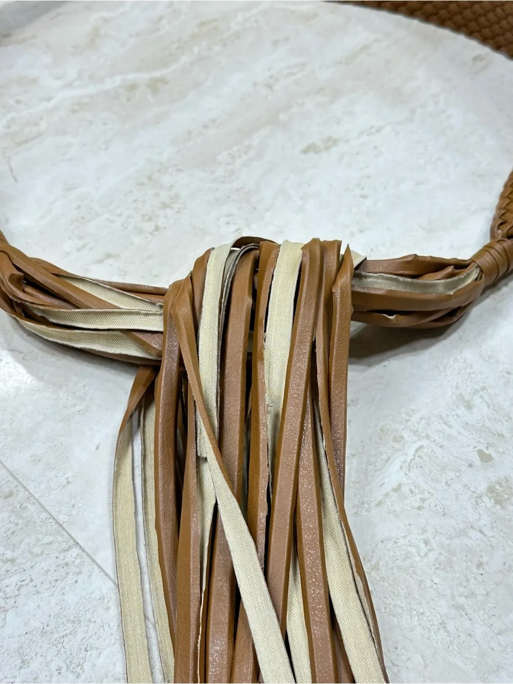 Woven Faux Leather Waist Belt in Cognac🌸